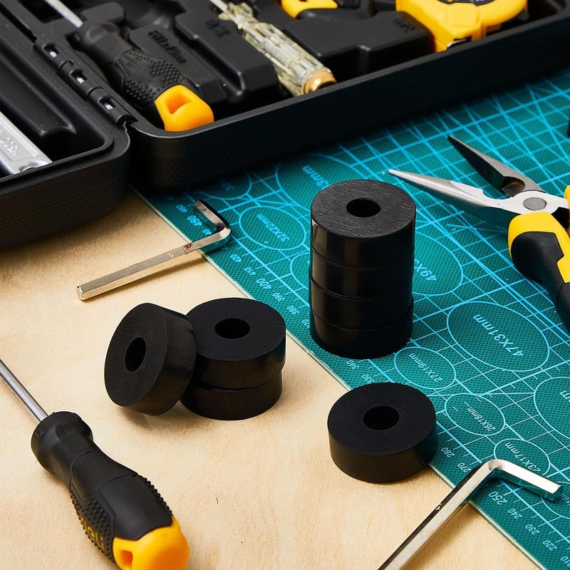 Fabbay Multi Purpose Rubber Spacer 1 OD x 3/8 ID x 1/2 Inch Thickness Black Round Rubber Washers Anti Vibration Bushings Spacers Washers for Home and Car Accessories(8 Pcs) - Image 4